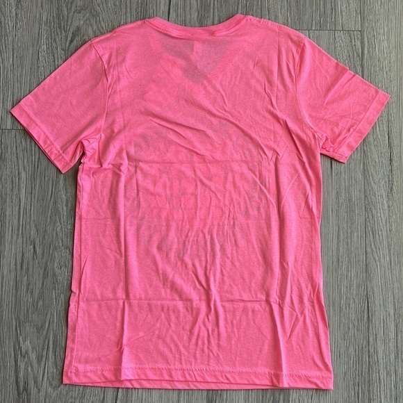 Too Much Panic Not Enough Disco Pink and White Bella Canvas Graphic Tee - Picture 5 of 5